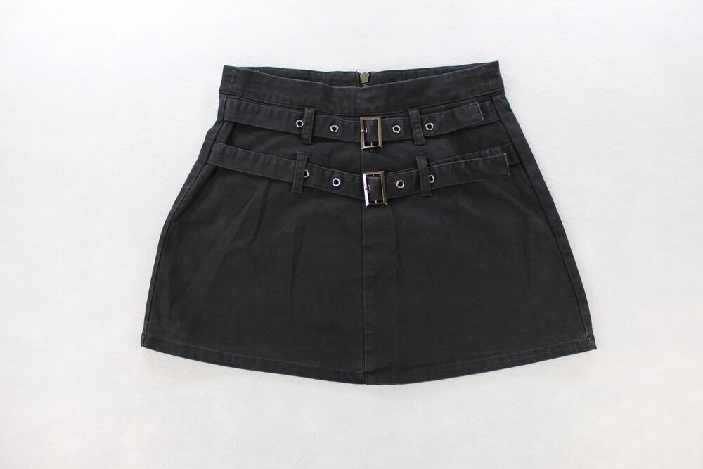 Carmar Black Double Belted Mini Skirt Womens 6